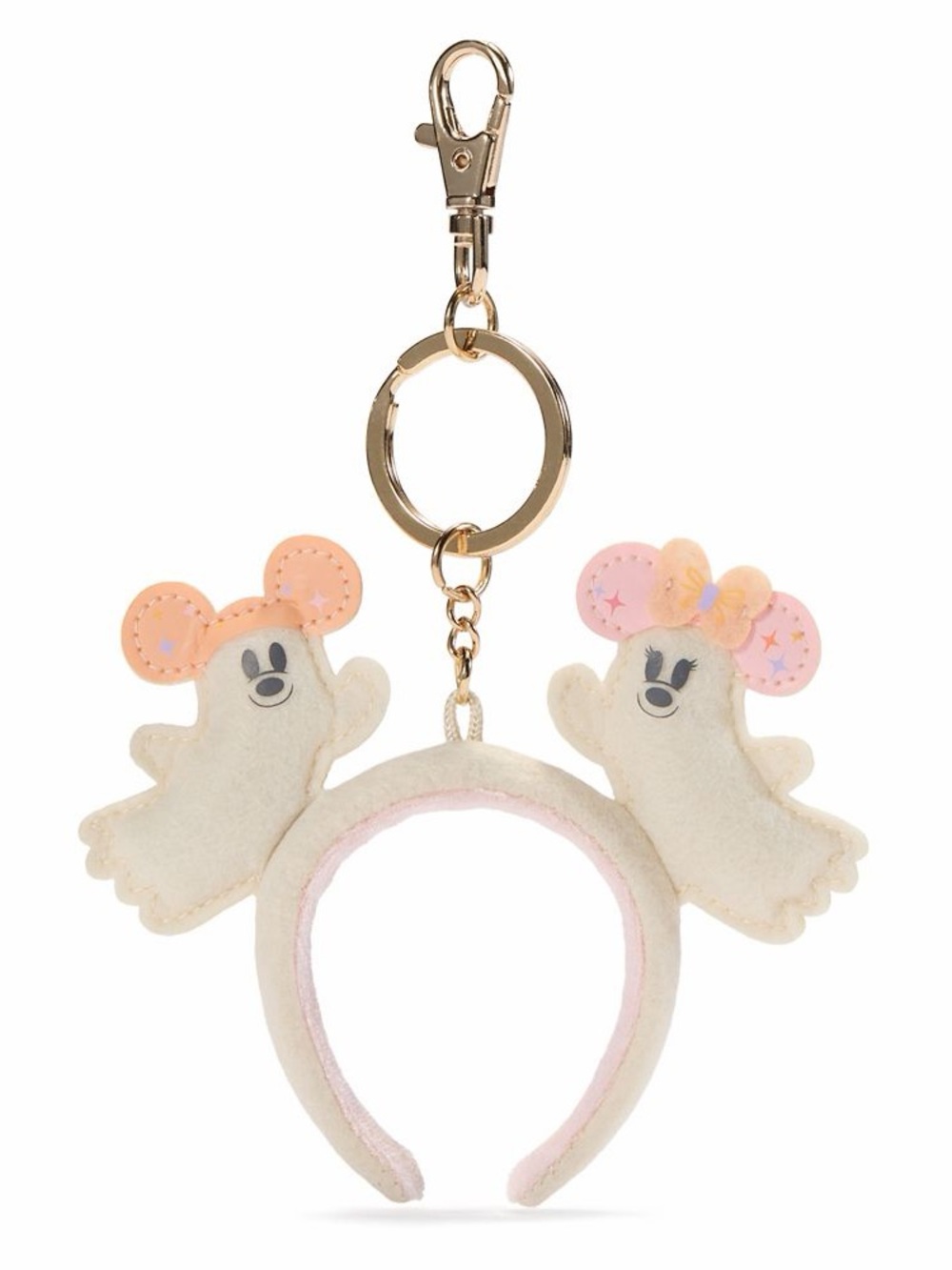 Disney "Hey Boo" Plush Ghost Headband Keychain in Cream and Pink